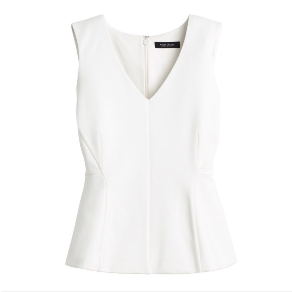 White House Black Market White V-Neck Ponte Knit